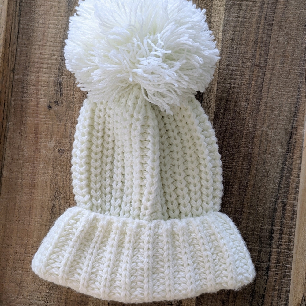 Cream Knit Pom Beanie | Winter Hat | One Size | Women’s